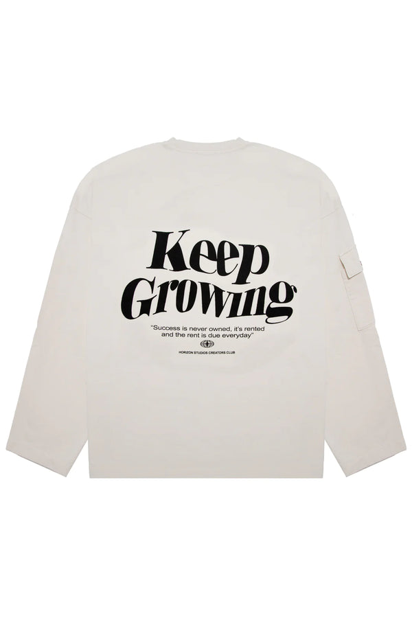 BEIGE “KEEP GROWING” CREWNECK Horizon Studios