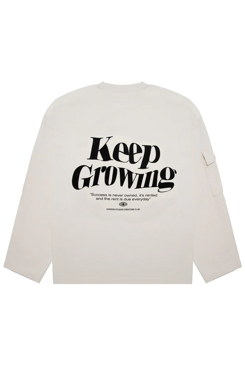 BEIGE “KEEP GROWING” CREWNECK Horizon Studios