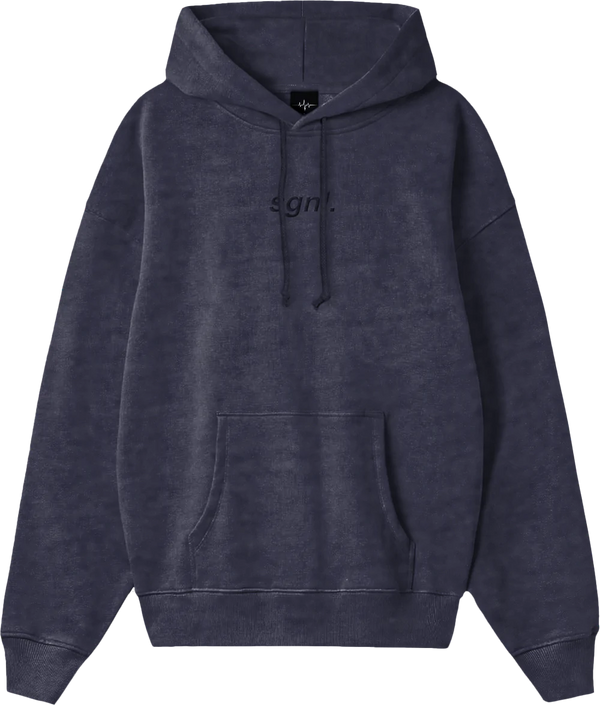 Washed Hoodie Navy Signal Brand